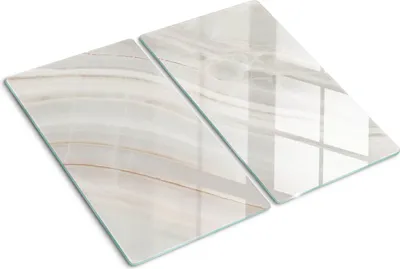 Obrázek produktu pro Kryt varné desky – Kryt na indukční desku – Ochranná skleněná deska – 2x30x52 cm– Skleněné ochranné desky na sporák –Tvrzené sklo –Textura mramoru