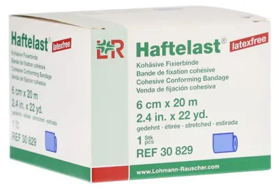 Productafbeelding van Lohmann & Rauscher zelfklevende fixeer verband, cohesief, 6 cm x 20 m, blauw, 1 stuk