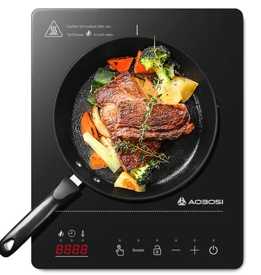 Induktionskochplatte, 2000 W, 10 Stufen, Timer, schwarz