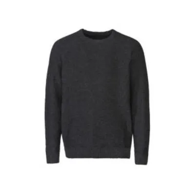 Produktbild von LIVERGY Premium Herren Grobstrickpullover Pullover Baumwollanteil Rundhalsausschnitt Anthrazit M 48 / 50 NEU