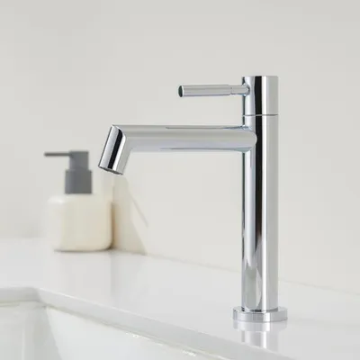 Productafbeelding van Koudwaterkraan, Chroom Badkamerkraan, ééngreeps Wastafelmengkraan
