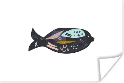 Produktbild von MuchoWow® Poster Schwarz - Fisch - Pastell 120x80 cm - Bilder