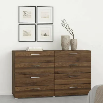 Image de Phethai - Buffet, 140x40x82h cm Noyer Brun, 8 Tiroirs