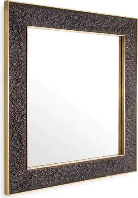 Produktbild von Casa Padrino Luxus Wandspiegel Bronze / Antik Messing 100 x 3,5 x H. 100 cm - Quadratischer Spiegel - Wohnzimmer Spiegel - Schlafzimmer Spiegel - Garderoben Spiegel - Luxus Möbel - Luxus Interior