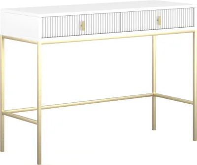 Produktbild von Schminktisch: zwei Schubladen, weiß, goldene Beine
