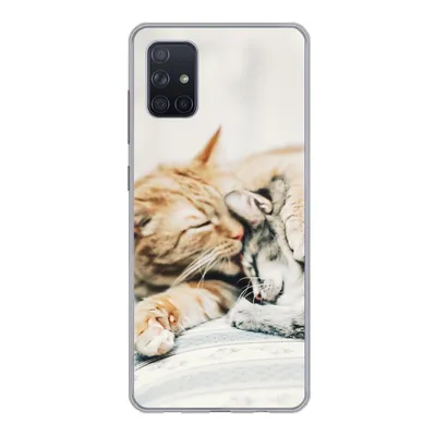 Produktbild von MuchoWow® Handyhülle Schutzhülle Hülle für Samsung Galaxy A71 Katzen - Sofa - Wohnzimmer Silikon Softcase Handy Hülle - Kartenbesitzer