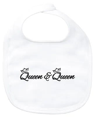 Produktbild von Huuraa Baby Lätzchen Queen & Queen Krone White Klettverschluss  Baumwolle Latz Geschenkidee