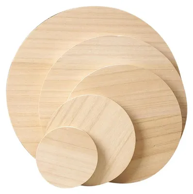 Imagen del producto de Omgoods - Juego de 10 posavasos de madera - Discos redondos para proyectos de bricolaje y decoración
