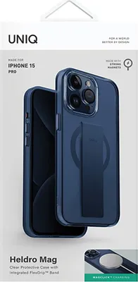 Imagen del producto de Funda Uniq Heldro Mag Magclick para iPhone 15 Pro, color azul