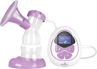 Obrázek produktu pro BAYBY BBP 1010 Elektrická 2fázová odsávačka mateřského mléka, nastavitelná fáze stimulace i odsávání, LCD obrazovka, silikonový masážní prsní nástavec 3v1, separace vzduchu a mléka