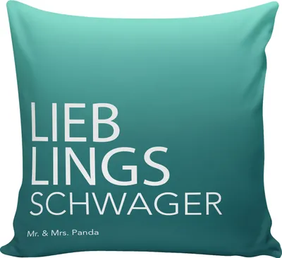 Produktbild von Mr. & Mrs. Panda couch kissen Schwager - Aquarellblau - Geschenk, Verwandtschaft, Lounge, Zierkissen, Bruder, Kuschelkissen, Schwahger, bedruckt, Geschenkidee, Sofa