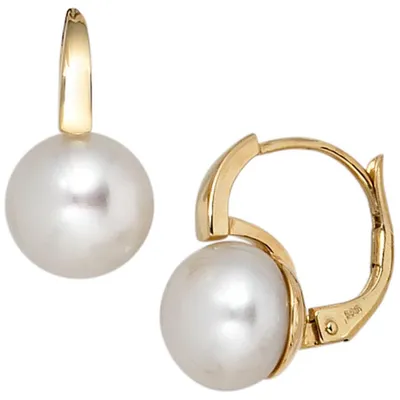 Produktbild von Ohrringe Boutons Süßwasser Perlen 585 Gold Gelbgold Perlenohrringe Damen