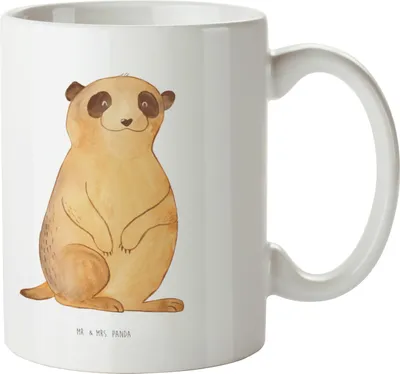 Produktbild von Mr. & Mrs. Panda Pott Erdmännchen - Weiß - Geschenk, Mehrwegbecher, Afrika, Haferl, Spruch, Kunststoffbecher, Plastikbecher, Traveling, Trinklernbecher, Reisen, Roadtrip