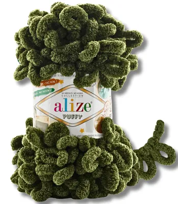 Produktbild von Alize 1x 100g Puffy Wolle, Uni, Häkeln, Stricken (fürest Olive - 620)