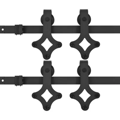Immagine prodotto di Set di ferramenta per porte scorrevoli vidaXL, 2 pezzi, 200 cm, acciaio nero