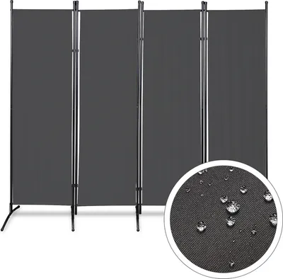 Produktbild von Fiqops Paravent Outdoor Raumteiler Garten Spanische Wand Trennwand Raumtrenner 4 teilig Anthrazit