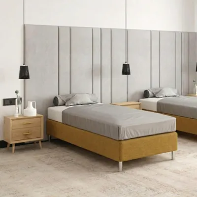 Produktbild von Hotelbett 90x200 cm - Gelb - Polsterbett für Hotels und Pensionen - Boxspringbett - Wasserabweisend - Als Doppelbett Stellbar - MARTIN