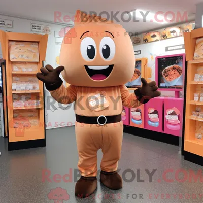 Produktbild von Maskottchenkostüm REDBROKOLY Peach Chocolate Bars mit Overall und Kummerbund