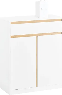 Immagine prodotto di BZR79 - Mobile da bagno - Cesto portabiancheria integrato - Cassetto - Anta con funzione di ribalta - 71×33×85 cm - Automontante - Bianco