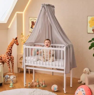 Immagine prodotto di Canopy grey I Set decorativo per culla con asta per baldacchino - 150 x 240 cm
