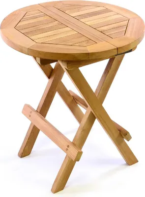 Produktbild von VCM Klapptisch | Beistelltisch klappbar | Gartentisch Teakholz | Blumentisch | Balkontisch | rund Ø 40cm