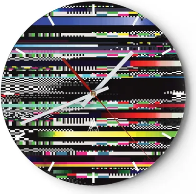 Produktbild von Wanduhr - Rund - Glasuhr - Abstraktion modern - 30x30cm - Schleichendes Uhrwerk - Lautlos - zum Aufhängen bereit - Dekoration Modern - Wanddekoration aus Glas - C3AR30x30-3511