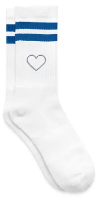 Produktbild von Spreadshirt Stickerei Herz Gestreifte Tennissocken, 37-41, Weiß/Blau