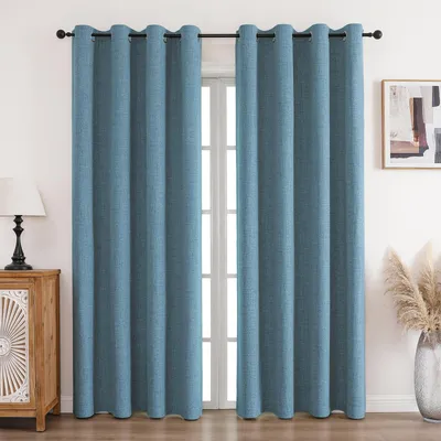 Blickdichte Vorhänge mit Ösen, Himmelblau, 140x260 cm, 2er-Set