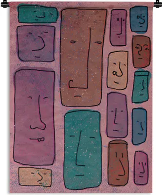 Produktbild von MuchoWow® Wandteppich Wandbehang Vintage - Gesicht - Abstrakt - Kunst - Muster 120x160 cm Tapisserie Dekoration Wandtuch - Wohnzimmer - Moderne