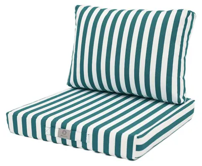 Image de Coussins pour salon de jardin déhoussable 60x60cm - Rayure Vert