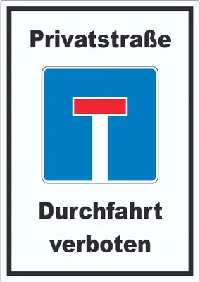 Produktbild von Privatstrasse Durchfahrt verboten Aufkleber A6 (105x148mm)