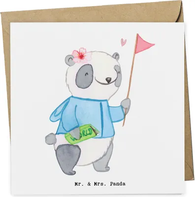 Produktbild von Mr. & Mrs. Panda Glückwunschkarte Reiseleiterin Herz - Weiß - Geschenk, doppelkarte, Klappkarte, faltkarte, anlasskarte, Grußkarte