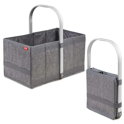 Produktbild von achilles Handle-Box Einkaufs-Korb mit Aluminium Griff Faltbarer Shopper Falt-Tasche Picknick-Korb