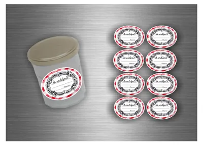 Produktbild von Set selbstklebende Etiketten für Wandtattoos Konfitüre und Konserven – 16 Stück