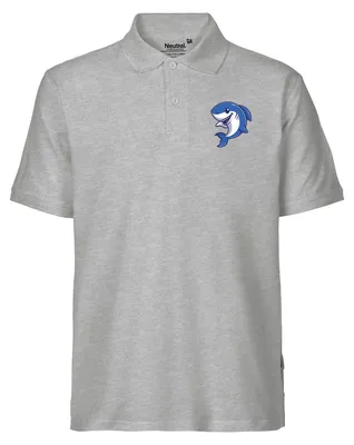 Produktbild von Huuraa Herren Polo Shirt Hai Comic S Sport Grey Bio Baumwolle Fairtrade Poloshirt Geschenkidee