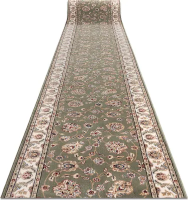 Produktbild von Läufer Wolle NAIN Blumen 7338 51088 grün / beige 100cm Grün 100x900 cm