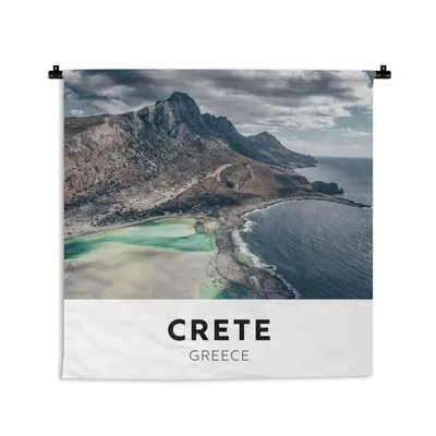 Produktbild von MuchoWow® Wandteppich Wandbehang Kreta - Griechenland - Berge 90x90 cm Tapisserie Dekoration Wandtuch - Wandaufhänger