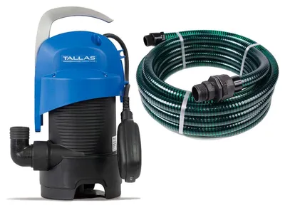 Produktbild von Tallas D-DW 400 mit Ablaufschlauch 7 Meter - Schmutzwasserpumpe - 8.400 L/Std. - 440W - Förderhöhe 7 m - Korngröße 30 mm - Schwimmer - Tauchpumpe