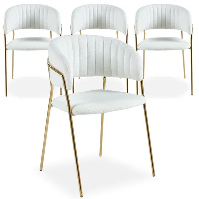 Image de MENZZO Lot de 4 chaises Tabata Tissu Bouclette Crème