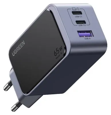 Obrázok produktu pre Ugreen Nexode Air 65W sieninis kroviklis, USB + 2x USB-C pilkos spalvos, Vnútorný, AC, Šedá