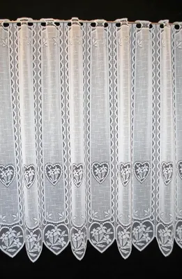Produktbild von Gardinen Kranzusch Scheibengardine Enzian im Herz 90x385 cm H/B Weiß Bistrogardine Vorhang Küche 1er Pack