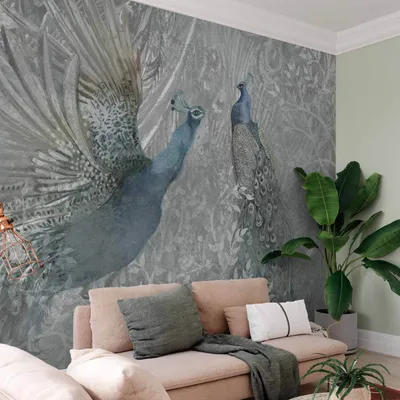 Produktbild von Vlies Fototapete - Peacocks Dancing - Second Variant 300x210 cm Tiere g-C-10038-a-b