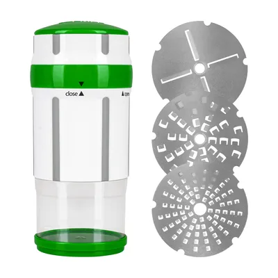 Produktbild von Genius Gewürzmühle Nicer Dicer Maestro mit 3 Klingen 6 tlg., Käsereibe, Muskatnuss Mühle, Parmesanreibe mit Behälter und Deckel, Käsehobel