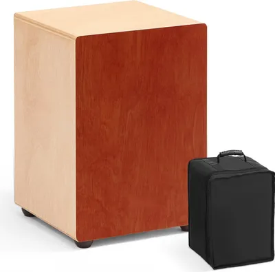 Obrázek produktu pro Cajon - Dřevěný box buben - Vnitřní struna - Lehký a přenosný - S taškou na přenášení - Zaoblené hrany - Pro začátečníky a profesionály - 30,5 x 30,5 x 43 cm