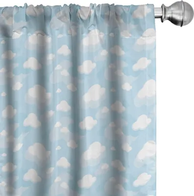 Produktbild von ABAKUHAUS Blauer Himmel Vorhänge, Gardinen, Kontinuierliche Fluffy Clouds Motive Cartoon-Stil Rhythmische Design Muster, 2 Stück 75 x 245 cm, Babyblau Weiß