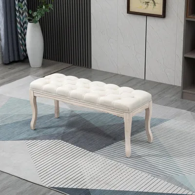 Produktbild von Sweiko Sitzbank Polsterbank mit Leinen-Bezug Bettbank mit Holzrahmen, Schuhbank für Schlafzimmer, Wohnzimmer, Flur 110 x 40 x 48 cm Beige