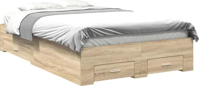 Produktbild von vidaXL Bettrahmen mit Schubladen Braun 140 x 200 cm Holzwerkstoff