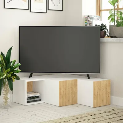 Image de Malachie - Meuble TV, 90x92x32h cm blanc, une étagère