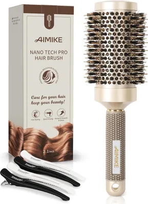Image de Brosse ronde professionnelle en poils de sanglier 53mm - Grande, pour le brushing, le styling, le curling