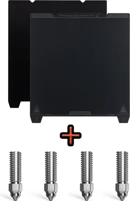 Obrázek produktu pro Creality K1 Max 4dílná sada trysek s vysokým průtokem pro 3D tiskárnu K1/K1 Max + sada stavebních desek Creality K1 Max Smooth PEI s měkkou magnetickou nálepkou